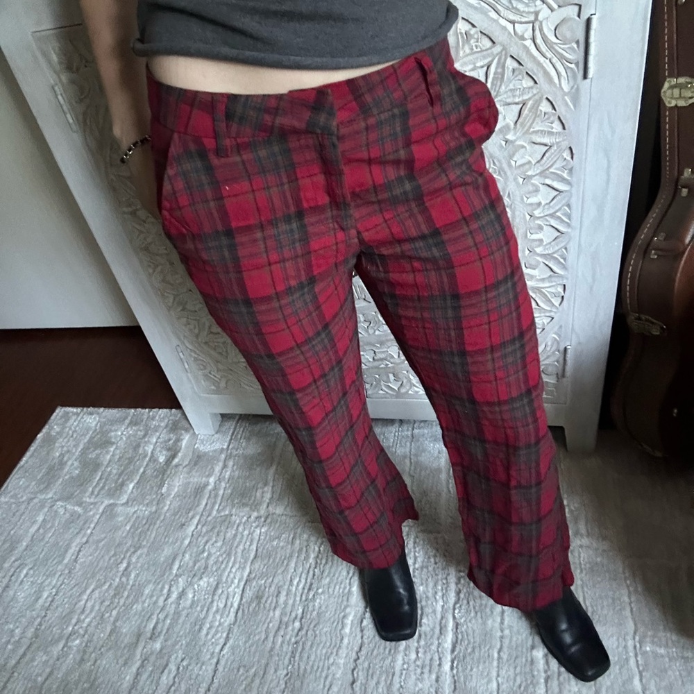 UNIF affect pant- low rise kick flare pants in plaid